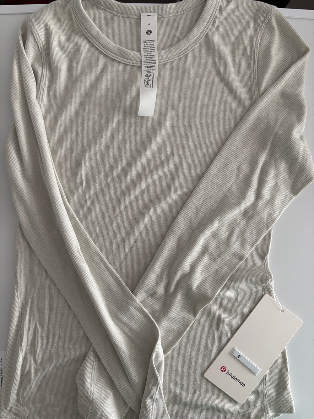 lululemon athletica Ribbed Long Sleeve Tee — Light Cream